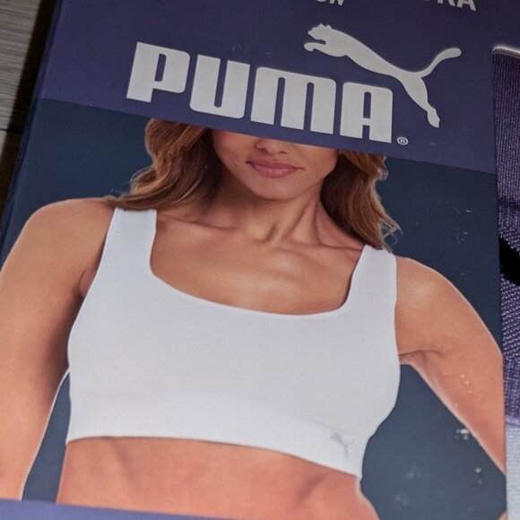 NEW Puma 2 Pack Seamless Sports Bra Square Neck Design Womens Size S - Picture 2 of 5